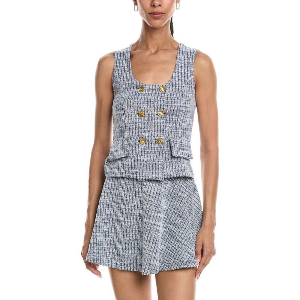 Abbey Womens  Tweed Vest Top, Blue
